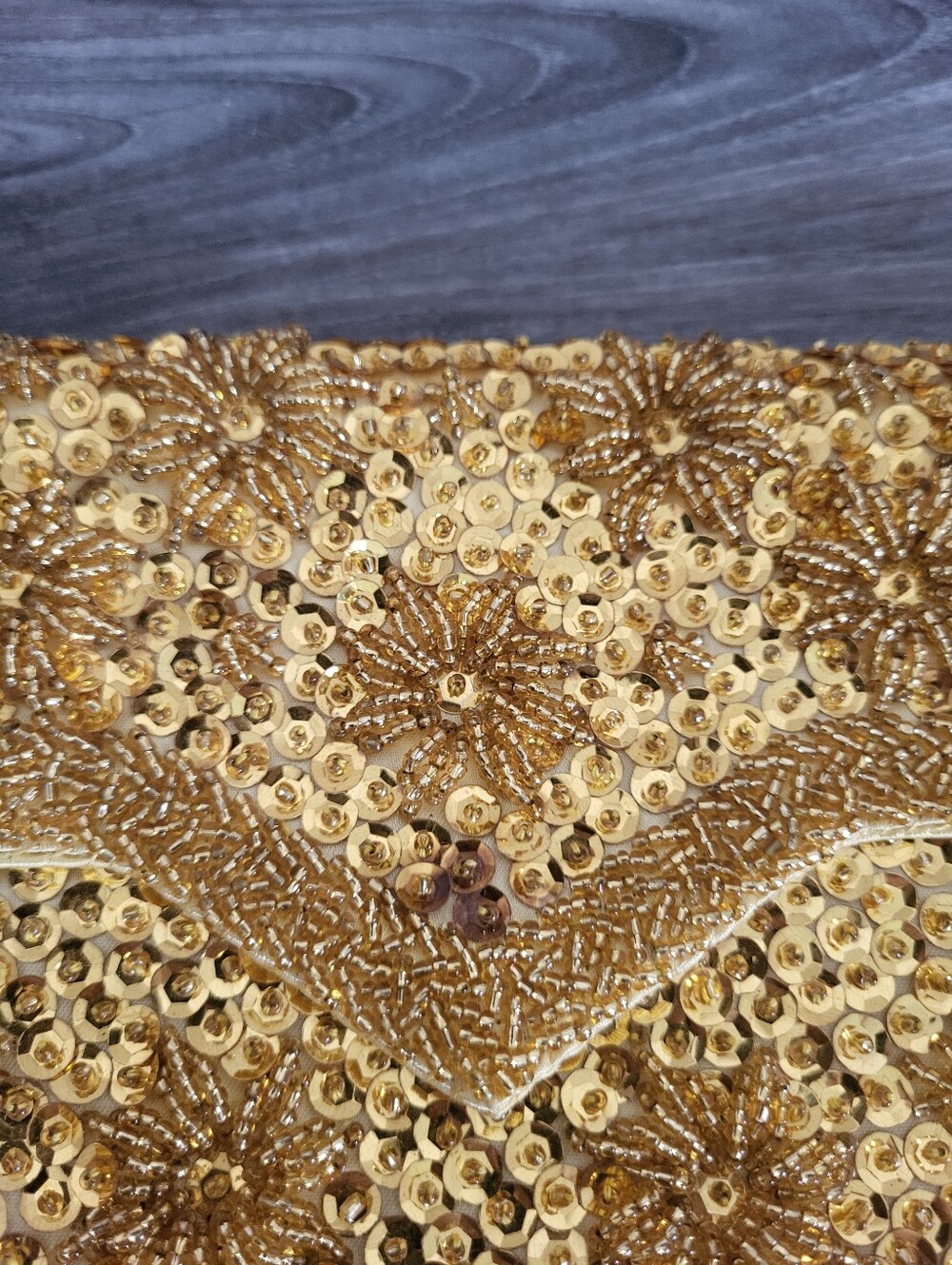 Vintage Richere Gold Sequin Beaded Clutch Bag Hong Kong 1960s - Picture 5 of 13